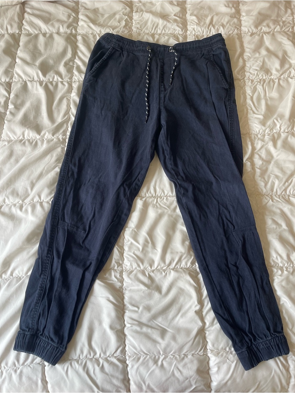 Men's Navy Drawstring Jogger Pants with Elastic Cuffs